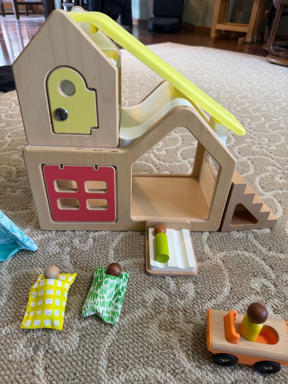 Lovevery Wooden Playhouse & Vehicle Set in Yellow and Teal - Picture 3 of 9
